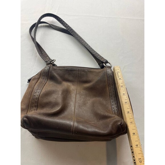 Vintage Fossil Brown Pebbled Leather Handbag Purse Hobo Shoulder Bag - Picture 9 of 10